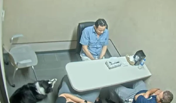 Thomas Perez during his 17-hour interrogation by Fontana police in California in 2018. (Fontana police footage released by attorney Jerry Steering)