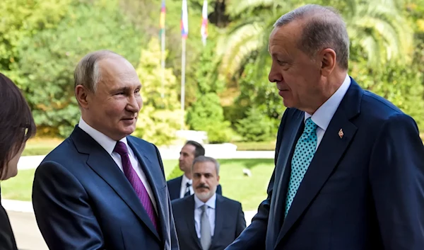 Russian President Vladimir Putin welcomes Turkish President Recep Tayyip Erdogan (AP/Pool)