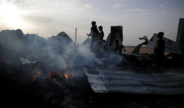 Scenes from the Israeli massacre in Rahaf on May 27, 2024. (Social Media)