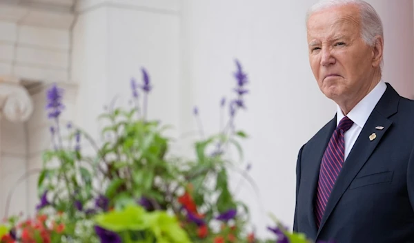 President Joe Biden listens after delivering the Memorial Day Address at the 156th National Memorial Day Observance at Arlington National Cemetery in Arlington, Va., Monday, May 27, 2024. (AP)