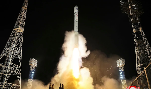 This photo provided by the DPRK's government shows the launch of the Malligyong-1, satellite, into orbit on Nov. 21, 2023. (AP)