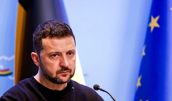 Ukraine's President Volodymyr Zelenskyy during a joint news conference at the prime ministers' office in Brussels, Tuesday, May 28, 2024. (AP)