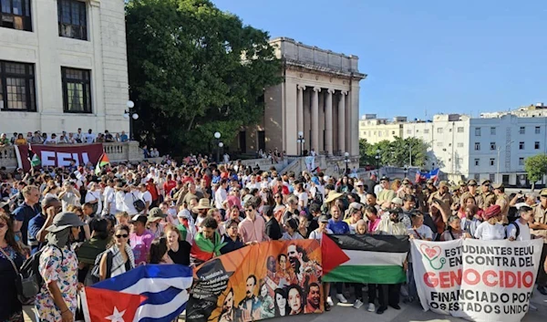 Students protest in support of Palestine at the University of Havana in Cuba on May 6, 2024. (Social Media)