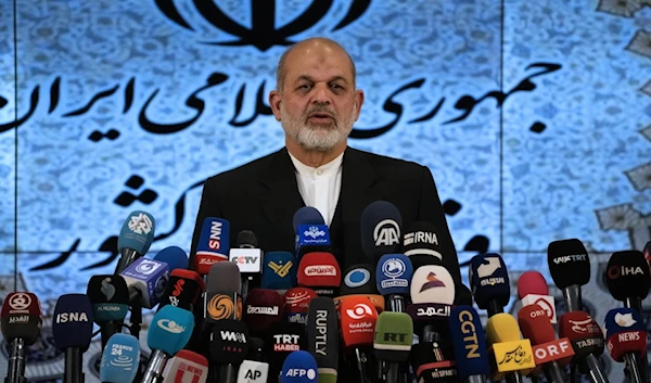 Iranian Interior Minister Ahmad Vahidi briefs media on Iran's parliamentary and Assembly of Experts elections on March 4, 2024. (AP)