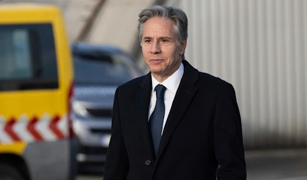 Secretary of State Antony Blinken walks to board his airplane in Brussels, Belgium, Nov. 29, 2023 (Saul Loeb/Pool Photo via AP, File)