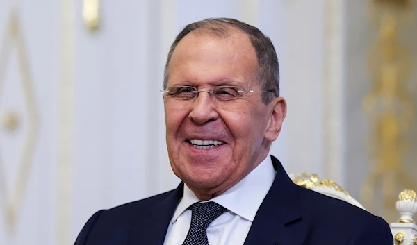 Russian Foreign Minister Sergey Lavrov on the sidelines of the St. Petersburg International Economic Forum in St. Petersburg, Russia, Thursday, June 6, 2024. (Pool/AP)