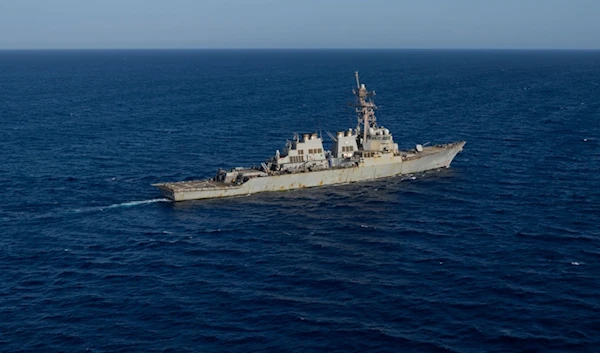 The Arleigh Burke-class guided missile destroyer USS Laboon sails in the Red Sea on Wednesday, June 12, 2024. (AP)