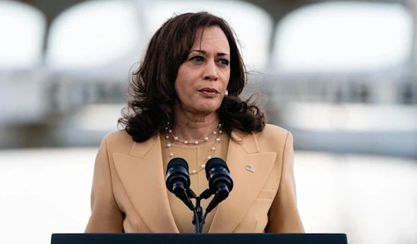 Vice President Kamala Harris speaking at a news conference in 2022. (AFP via Getty Images)