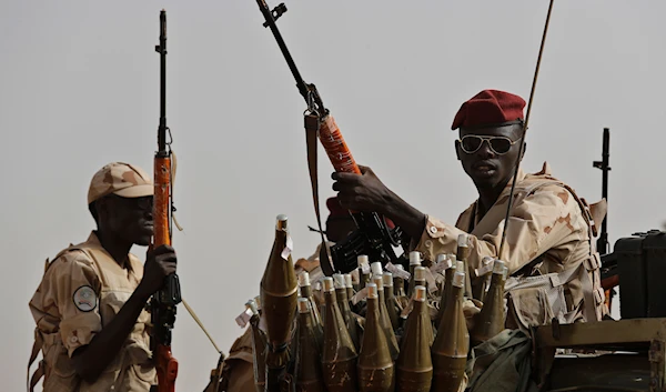 Sudanese soldiers from the Rapid Support Forces in the East Nile province, Sudan, on June 22, 2019 (AP)