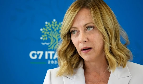 Italian Prime Minister Giorgia Meloni speaks during a final media conference at the G7 in Borgo Egnazia, near Bari in southern Italy, Saturday, June 15, 2024. (AP Photo/Andrew Medichini)