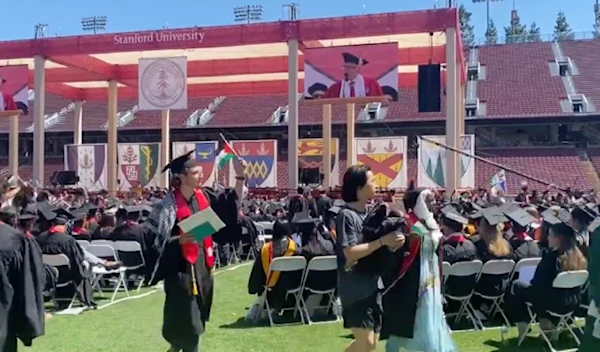 Pro-Palestine students walk out of Stanford University ceremony