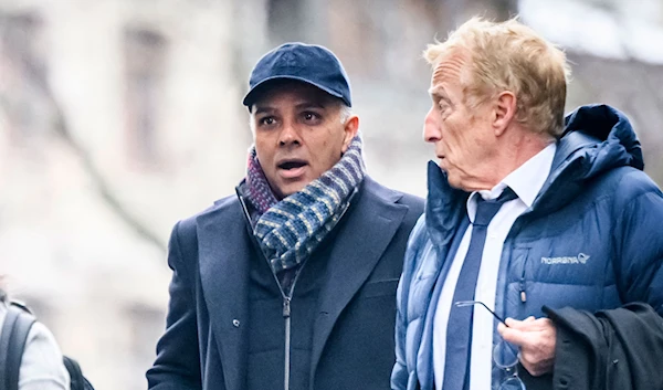 Ajay Hinduja, left, arrives at court in Geneva in January. (AFP)