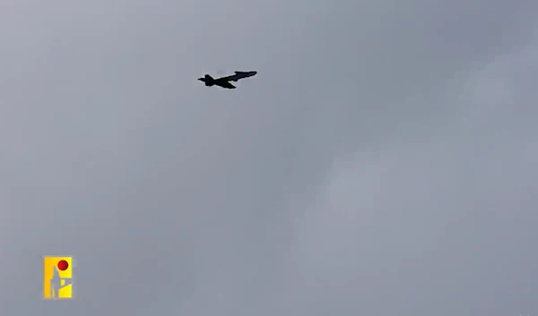 A screenshot from a Hezbollah military media video showing the launch of a drone in the begining of the Hoopoe Mission video on June 18, 2024. (Military media)