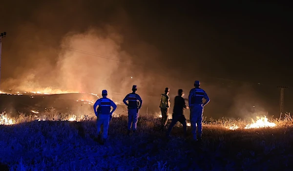 Authorities watch the fire ablaze in Diyarbakir, Turkiye on June 21, 2024 (Anadolu Ajansi)