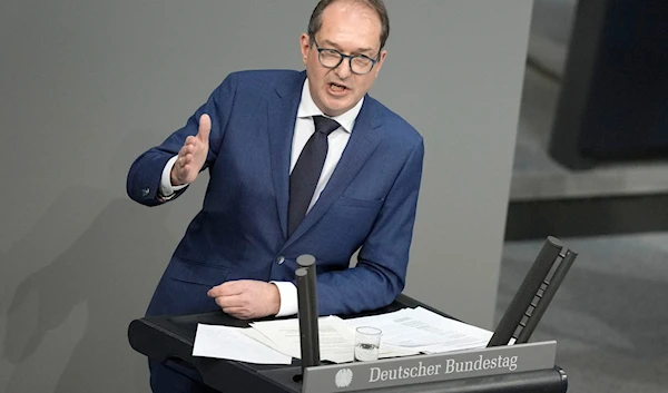 Christian Social Union of Bavaria parliamentary leader Alexander Dobrindt speaks during a general debate on the budget at the German parliament Bundestag in Berlin, Germany, Jan. 31, 2024. (AP)