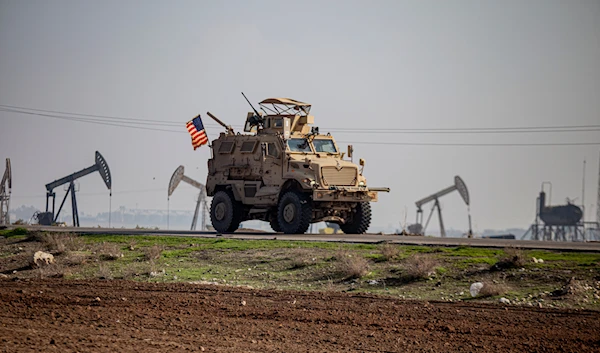 A US military vehicle on a patrol in the countryside near the town of Qamishli, Syria, on Dec. 4, 2022. (AP)