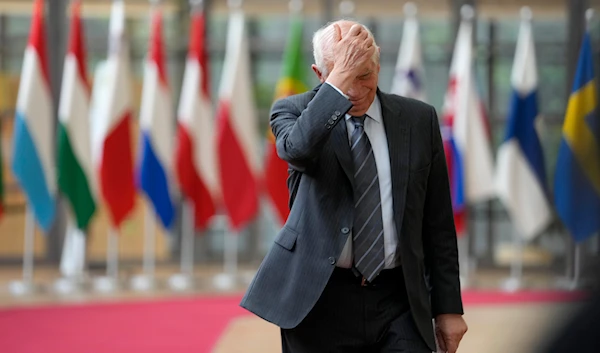 European Union foreign policy chief Josep Borrell arrives for a meeting of EU foreign ministers at the European Council building in Brussels, Monday, May 27, 2024. (AP)