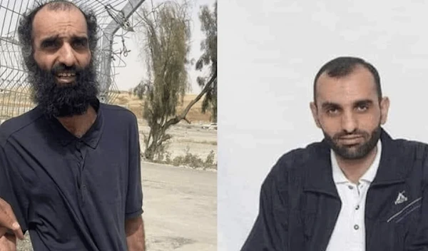 Former Palestinian prisoner Imad Jadallah from Dura, south of al-Khalil, before (right) and after (left) being released from Israeli occupation prisons on April 18, 2024. (Social media)