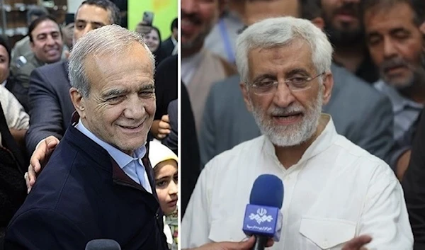 Masoud Pezeshkian (R) and Saeed Jalili (L), undated. (Tasnim News Agency)