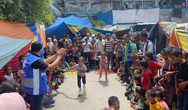 UNRWA Team providing vital psychosocial & educational activities for children in Gaza amid Israeli genocide (UNRWA)