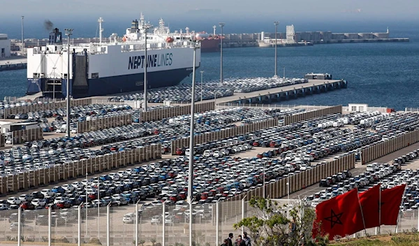 An aerial view of the Eliat-Ashkelon oil terminal at Red port city of Eliat, occupied Umm Rashrash, occupied Palestine, on February 9, 2021. (AFP)