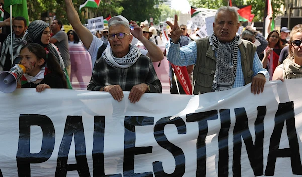 Illustrative: People take part in a demonstration in support of the Palestinian people in Madrid, Spain, on May 11, 2024. (AFP)