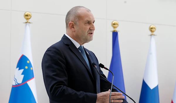 Bulgaria President Rumen Radev speaks at an event in support of tripling global nuclear capacity by 2050 during the COP28 U.N. Climate Summit, Saturday, Dec. 2, 2023, in Dubai, UAE (AP)