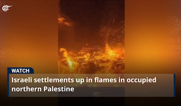 Israeli settlements up in flames in occupied northern Palestine