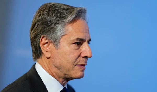 United States Secretary of State Antony Blinken arrives to address the media prior to a meeting of NATO foreign ministers at the Czernin Palace, in Prague, Friday, May 31, 2024. (AP)