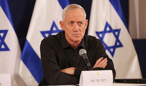 Israeli Cabinet Minister Benny Gantz attends a press conference in the Kirya military base in Tel Aviv, 'Israel', on October 28, 2023. (AP)