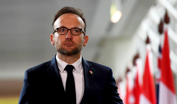 Australia's Greens Leader Adam Bandt at Parliament House in Canberra, Australia Monday, Feb. 10, 2020. (AP/Pool)