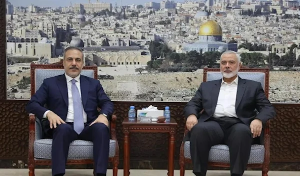 Minister of Foreign Affairs Hakan Fidan met with Hamas Political Bureau Head Ismail Haniyeh in Doha. (Social media)