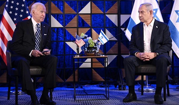 US President Joe Biden meets with Prime Minister Benjamin Netanyahu in Tel Aviv on October 18, 2023.(AFP)