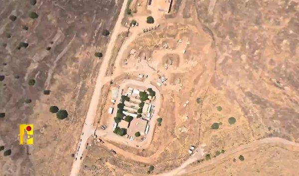 An aerial shot showing an artillery battery for the 769th brigade (Screengrab from Hezbollah's Hoopoe Mission 2)