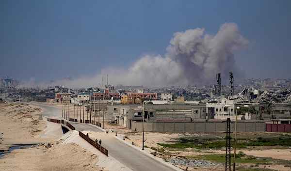 Smoke rises following an Israeli airstrike in the central Gaza Strip, Wednesday, July 10, 2024. (AP)