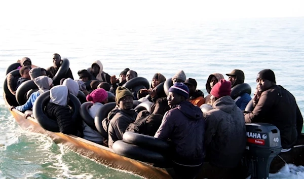 Migrants, mainly from sub Saharan Africa, are stopped by Tunisian Maritime National Guard at sea during an attempt to get to Italy, near the coast of Sfax, Tunisia, April 18, 2023. (AP)