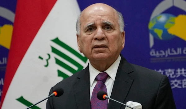 Iraqi Foreign Minister Fouad Hussein addresses journalists during a news conference at the Ministry of Foreign Affairs in Baghdad, Iraq, Feb. 6, 2024. (AP)