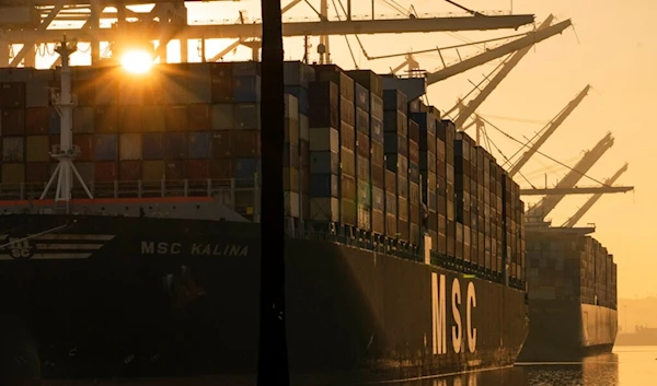 he MSC Kalina shipping container is moored at Maersk APM Terminals Pacific at the Port of Los Angeles, Nov. 30, 2021. (AP)