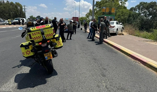 The scene of the vehicle-ramming operation in southern Tel Aviv, occupied Palestine, July 14, 2024 (Social media)