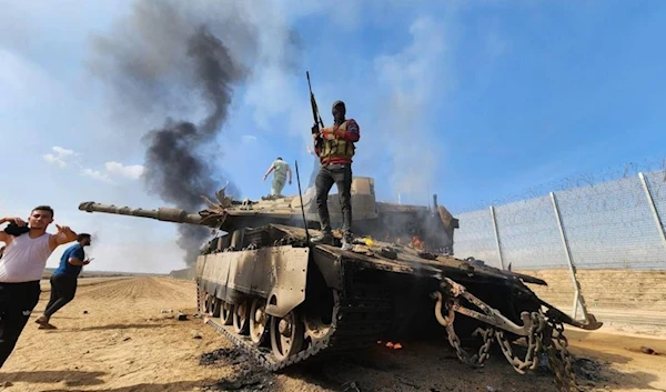 Destroyed Israeli Merkava 4 tank, October 7 , 2023