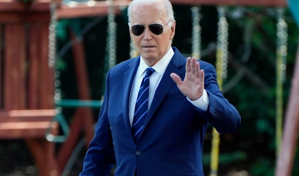 President Joe Biden waves to the media as he walks to board Marine One, Monday July 15, 2024, on the South Lawn of the White House in Washington, enroute to Andrews Air Force Base and onto Las Vegas. (AP)