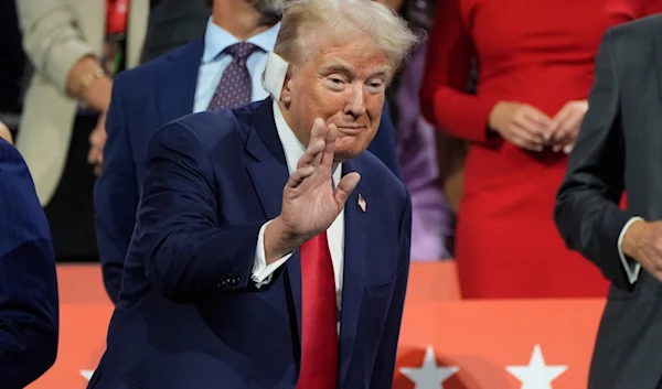 Republican presidential candidate former President Donald Trump appears during the Republican National Convention Monday, July 15, 2024, in Milwaukee. (AP)