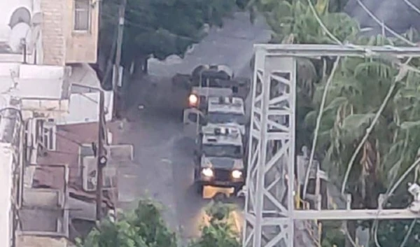 Israeli military vehicles storming Qalqilya, West Bank, July 16, 2024 (Social Media)