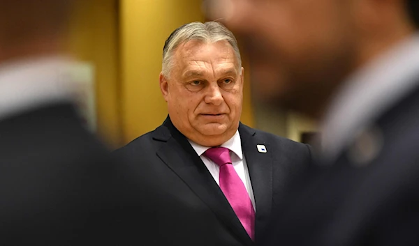 Hungarian Prime Minister Viktor Orban arrives for a roundtable meeting in Brussels, December 14, 2023. (AFP)