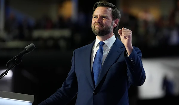 Vice Presidential Nominee Sen. JD Vance speaks during the Republican National Convention Wednesday, July 17, 2024, in Milwaukee. (AP)