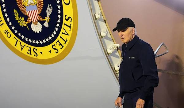 President Joe Biden walks down the steps of Air Force One at Dover Air Force Base in Delaware, Wednesday, July 17, 2024 (AP)