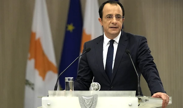 Cyprus' President Nikos Christodoulides talks to the media at the presidential palace in Nicosia, Cyprus, June 20, 2023. (AP)