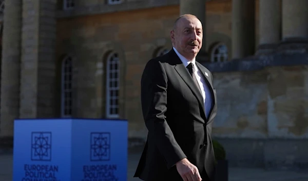 President of Azerbaijan Ilham Aliyev arrives to attend the European Political Community summit at Blenheim Palace in Woodstock, Oxfordshire, England, Thursday July 18, 2024. (AP)