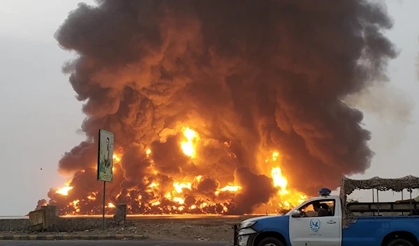 The Israeli aggression on the Hodeidah port in Yemen on July 20, 2024. (Social media)