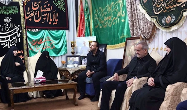 Iranian President-elect Masoud Pezeshkian (2nd R) meets with the family of martyred Lieutenant General Qassem Soleimani in Tehran, Iran, on July 19, 2024 (IRNA)